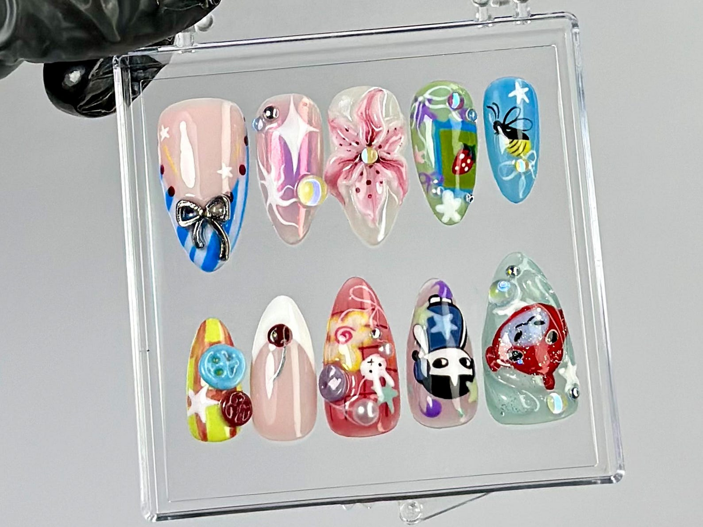 Aesthetic Anime Press On Nails | Cute Kawaii Fake nails | Anime-Inspired Nail Art | Fantasy, Floral & 3D Accents Kawaii Nails | HB787YC