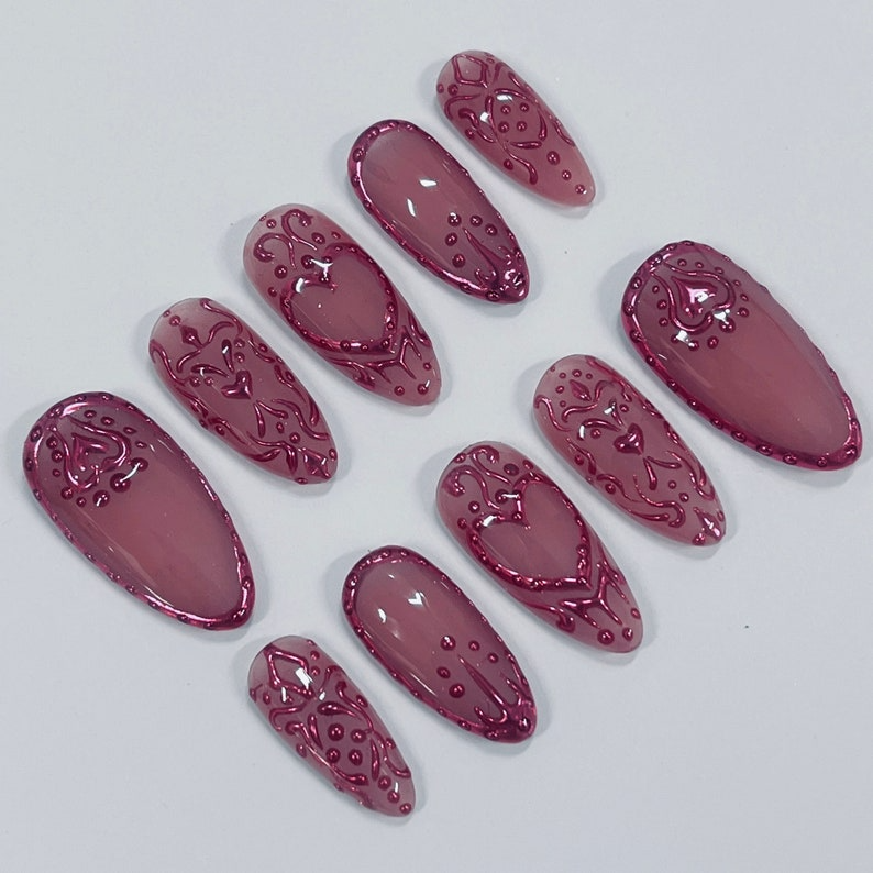 Chrome Empress Press On Nails| Handmade 3D False Nails| Edgy Nails for Birthday Party Holiday,Vacation , Gift for Her