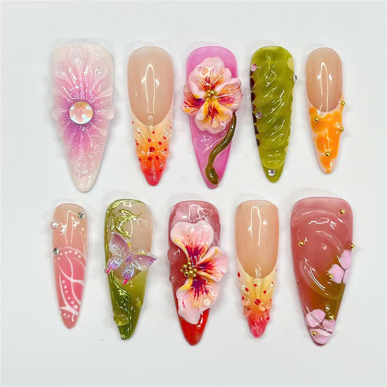 Elegant Floral 3D Nail Designs