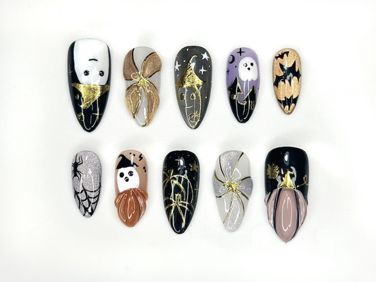 Spooky Halloween Ghost Press On Nails | Witchy Spider Web & Halloween Nail Art | Handmade Halloween Nail | Unique Halloween Design | JB181HK