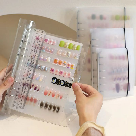 Transparent Nail Art Binder | Press On Nails Storage Book | Clear Ring Binder Album | Professional Nail Display Organizer