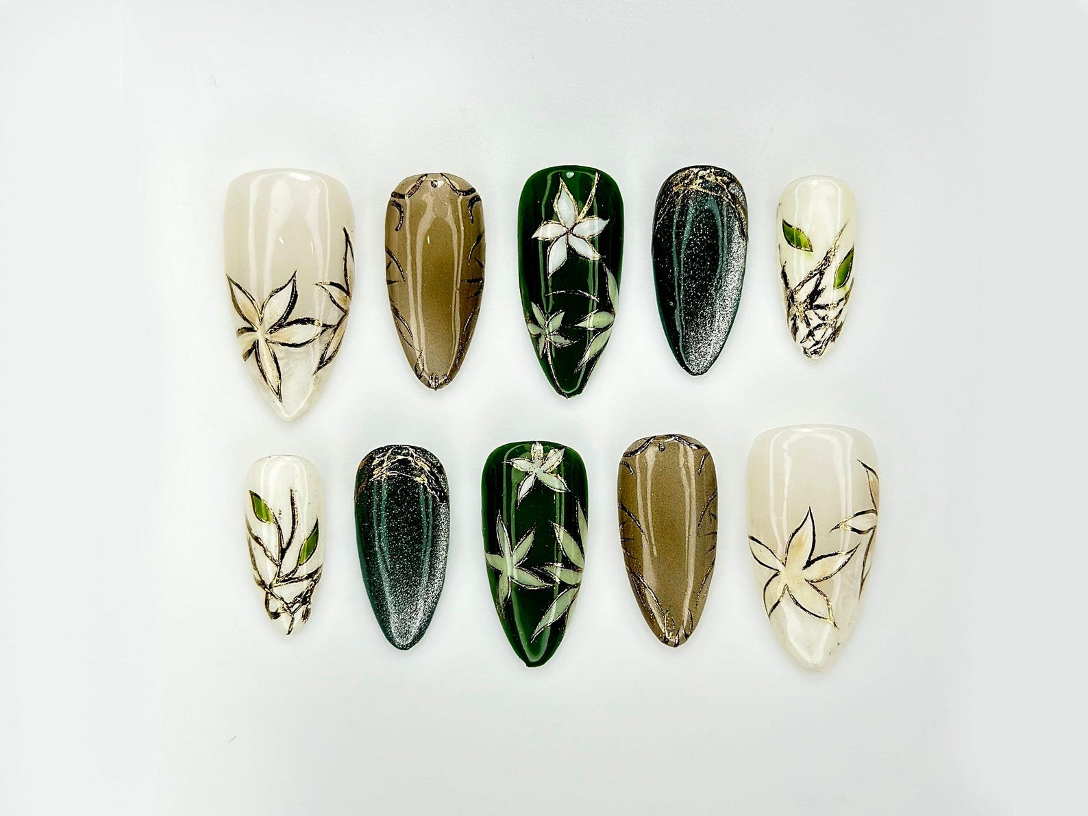 DoryNail Jade Garden Serenity press-on nails design