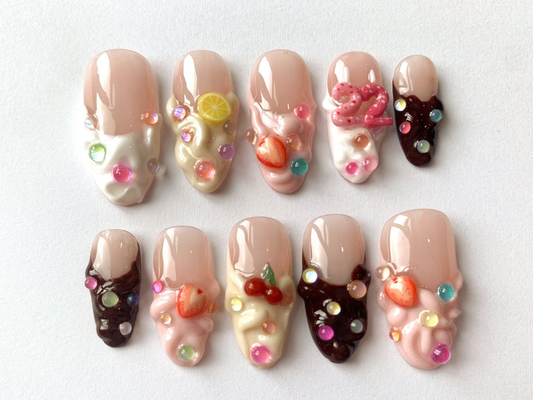 Customizable Birthday-Themed Press On Nails Set | Age Option - Colorful and Fun Nail Art Designs | Cute Birthday Nails | JB222S