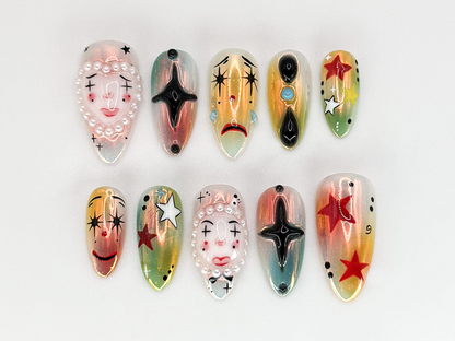 Whimsy Realms Nail Bundle | 3 Fantasy Press On Nail Sets | Button World, Kawaii & Circus Styles| DB101L