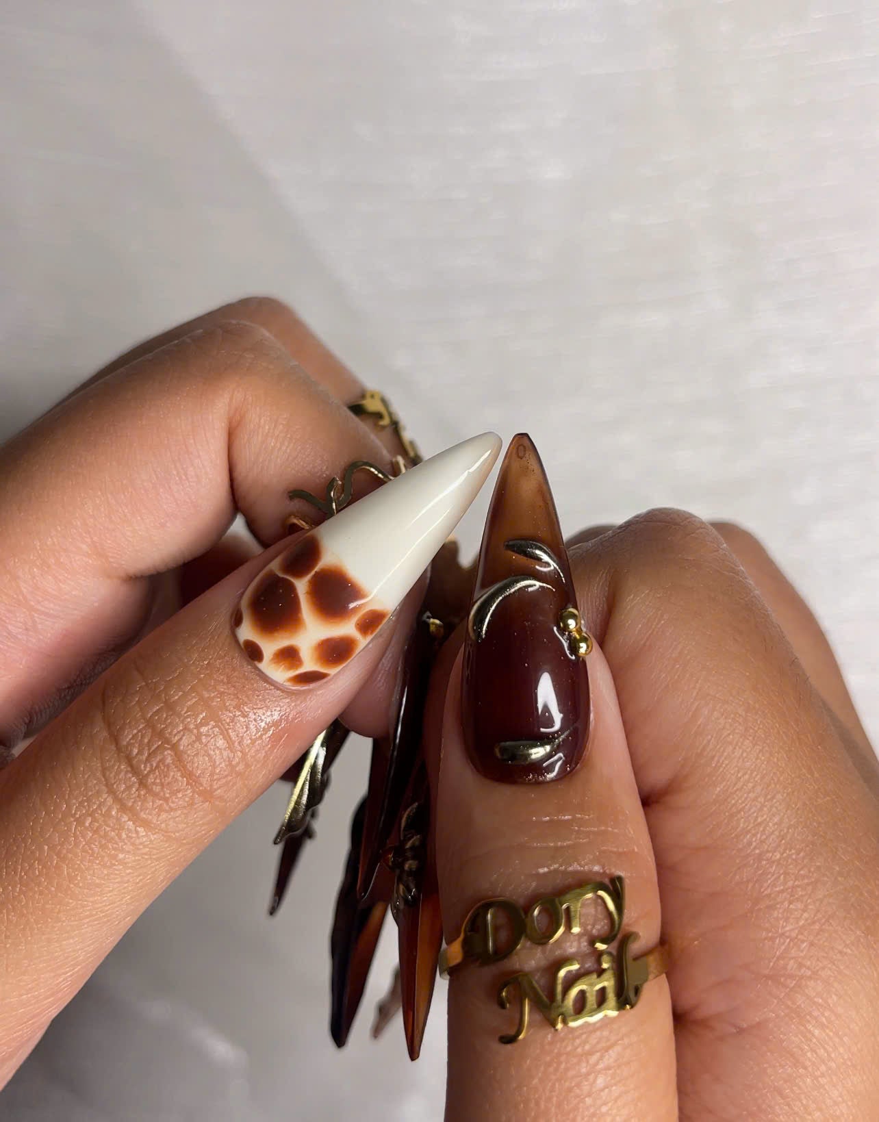 Autumn Luxe Press On Nails | Dark Red & Metallic Gold Nail Art | Handmade Gothic Glam Nails | Long Stiletto Nail | Luxury Fall Vibe| JB173HK