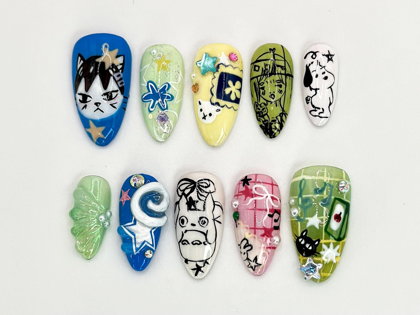 Whimsy Realms Nail Bundle | 3 Fantasy Press On Nail Sets | Button World, Kawaii & Circus Styles| DB101L