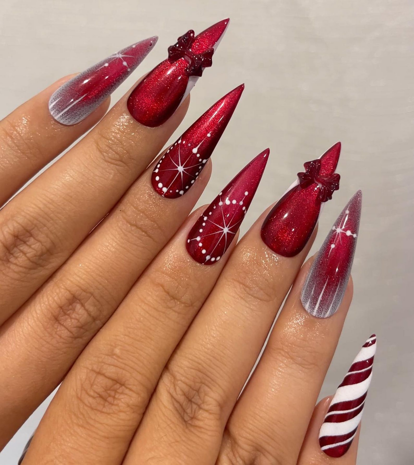 Red Christmas Press On Nails | Red Glitter Holiday Nails | Festive Winter Nail Art | Sparkling Christmas Press Ons| Holiday Glam Set|JC236HC