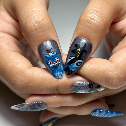 Derpy Tiger Press On Nails | Kpop Demon Hunter Fake Nails | Derpy Tiger Halloween Nail Art | Monster Eye Fake Nails | Anime Nails | HB682YC