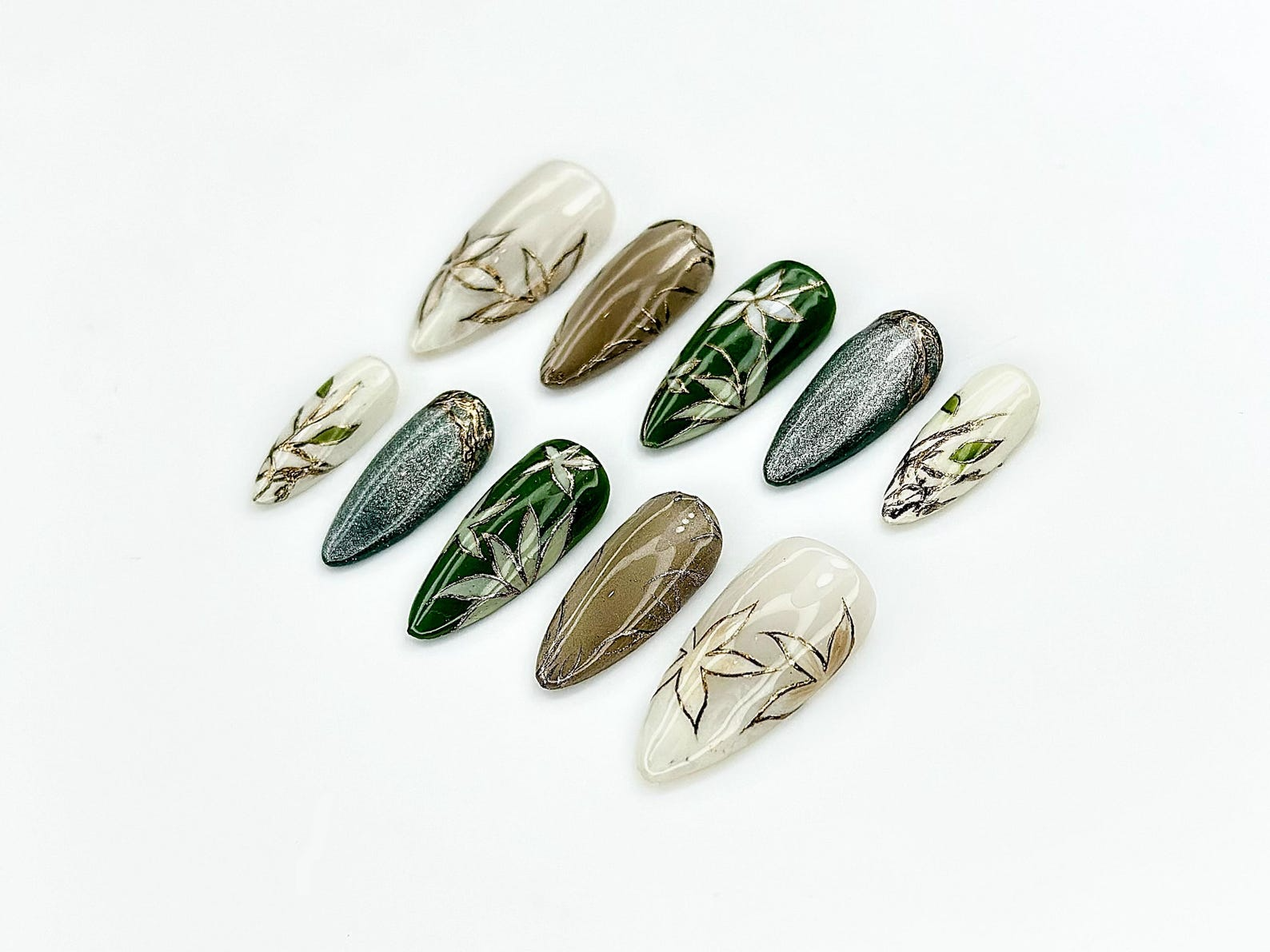 DoryNail Jade Garden Serenity press-ons on hand