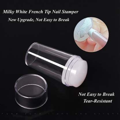 Beetles 3-Pcs Silicone French Tip Nail Stamp Kit – Soft Nail Stamper with Replacement Heads & Scraper for DIY Nail Art