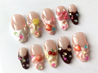Customizable Birthday-Themed Press On Nails Set | Age Option - Colorful and Fun Nail Art Designs | Cute Birthday Nails | JB222S