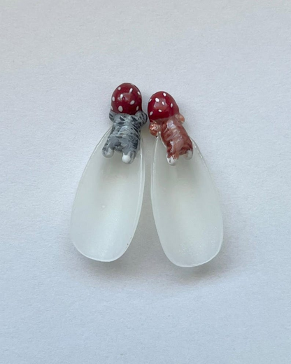 Cottagecore Strawberry Long Almond Nails | Cute Hand-Painted Fruit Nail Art | Strawberry & Cat Design | Kawaii Nail Set | JB701HK