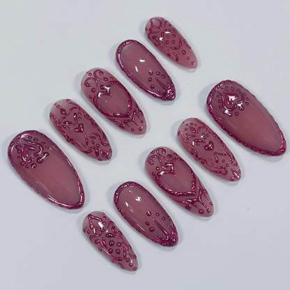 Chrome Empress Press On Nails| Handmade 3D False Nails| Edgy Nails for Birthday Party Holiday,Vacation , Gift for Her