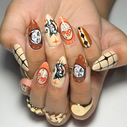 Gothic Skull Halloween Press On Nails | Black & White Creepy Nail Art | Halloween Horror Inspired | Unique Gothic Nail Set| JB150HC (Copy)