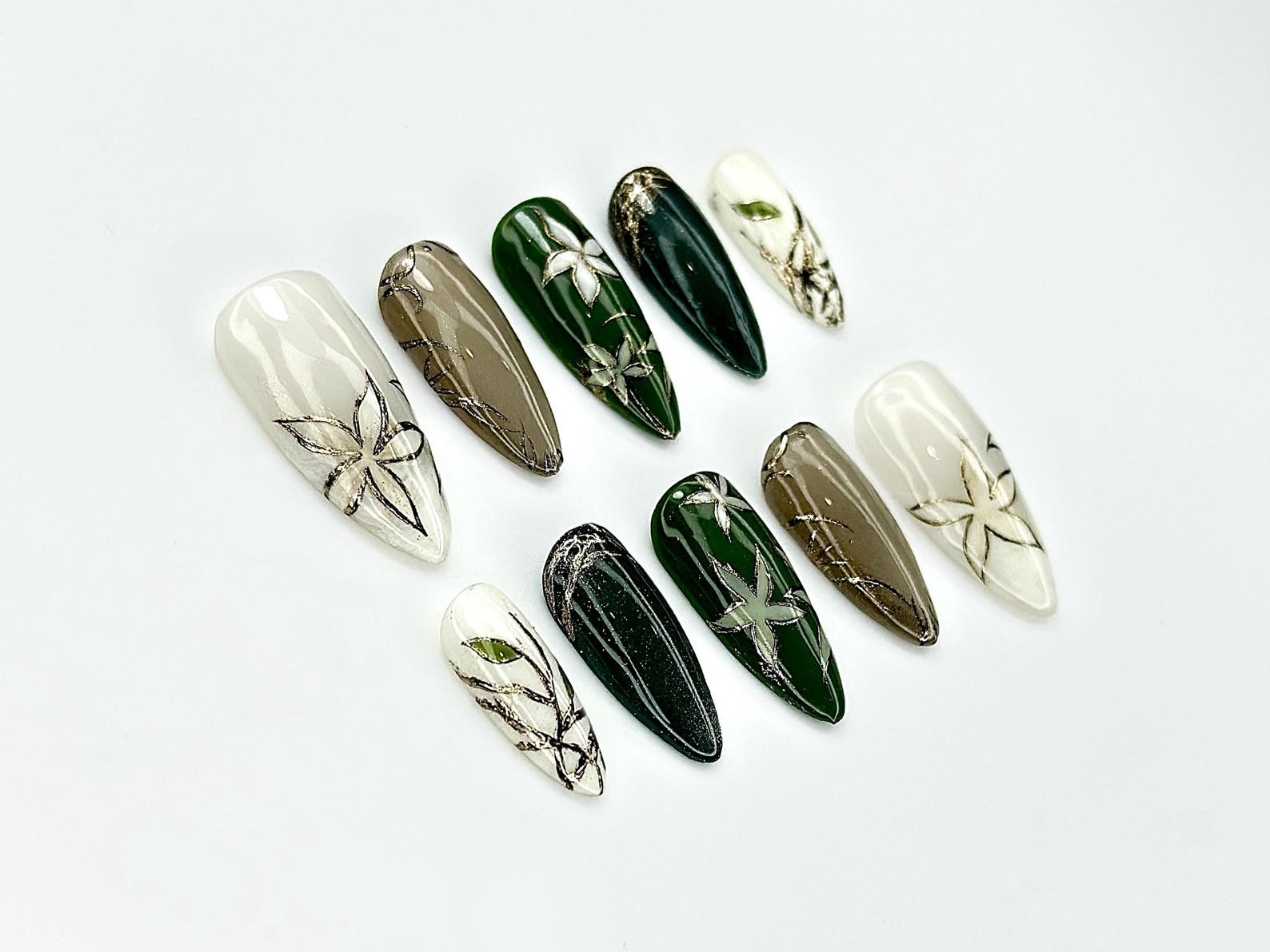 DoryNail Jade Garden Serenity nail set closeup