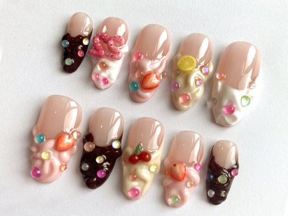 Customizable Birthday-Themed Press On Nails Set | Age Option - Colorful and Fun Nail Art Designs | Cute Birthday Nails | JB222S