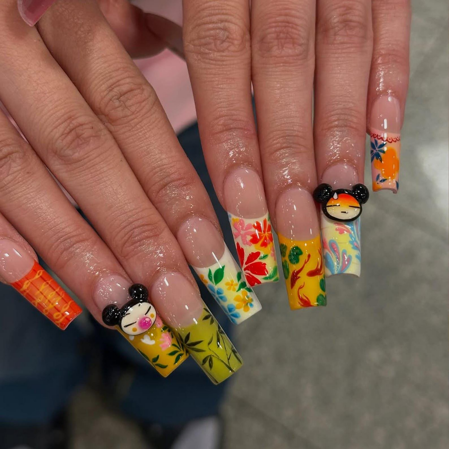 Pucca Cartoon Press On Nails | 3D Floral & Character Nail Art | Cute Cartoon Nail Set | Pucca-Inspired Nail| Kawaii Fun Nail Design| JB891HK