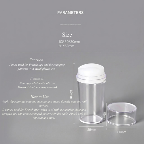 Beetles 3-Pcs Silicone French Tip Nail Stamp Kit – Soft Nail Stamper with Replacement Heads & Scraper for DIY Nail Art