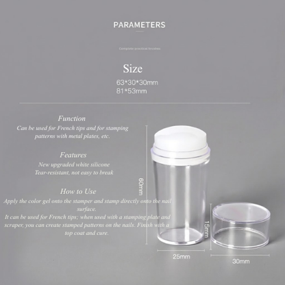 Beetles 3-Pcs Silicone French Tip Nail Stamp Kit – Soft Nail Stamper with Replacement Heads & Scraper for DIY Nail Art