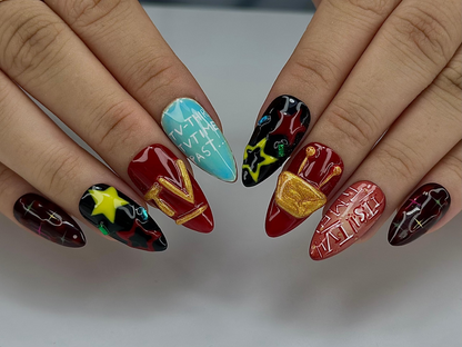 Tenna Deltarune Press On Nails | TV Show Nail Design | Abstract Comic Nail Art | Funky Character Press Ons | 3D Statement Nail Set | JB975HC