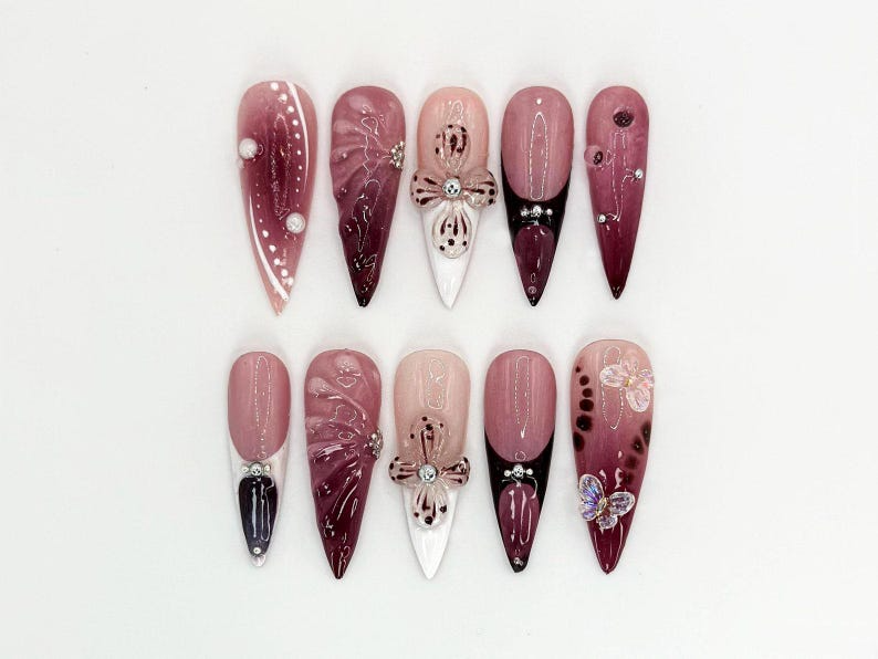 Combo Colorful Floral Press On Nails | Pastel Garden Nail Art | Flower & Butterfly Designs | Bestseller Nails | Floral Collection | JB998H