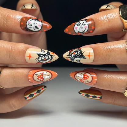 Gothic Skull Halloween Press On Nails | Black & White Creepy Nail Art | Halloween Horror Inspired | Unique Gothic Nail Set| JB150HC (Copy)