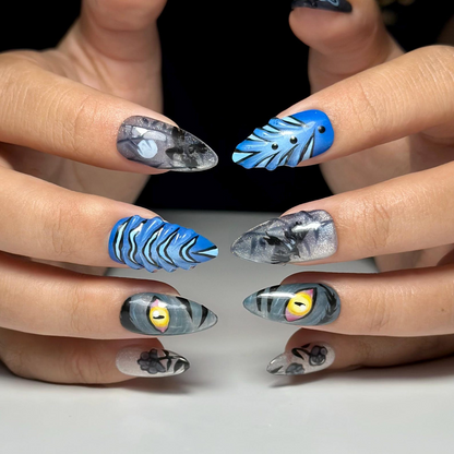 Derpy Tiger Press On Nails | Kpop Demon Hunter Fake Nails | Derpy Tiger Halloween Nail Art | Monster Eye Fake Nails | Anime Nails | HB682YC