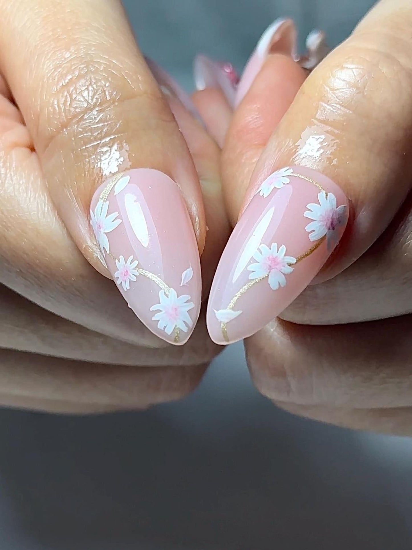 Soft Pink Mokey Press On Nails | Cute Bow & Daisy Nail Art | Kawaii Nails | Elegant Spring Nail Design| Handmade Romantic Press Ons| JC329HC
