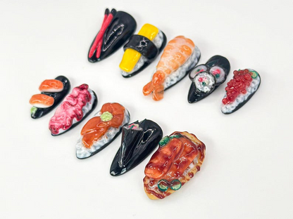 3D Japanese Sushi Press-On Nails | Sushi Nails with 3D Rolls and Nigiri Designs | Japanese Food Nail Art | Fun and Unique Design | JA647HC