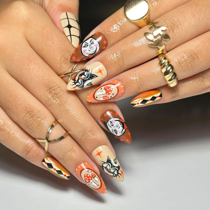 Gothic Skull Halloween Press On Nails | Black & White Creepy Nail Art | Halloween Horror Inspired | Unique Gothic Nail Set| JB150HC (Copy)