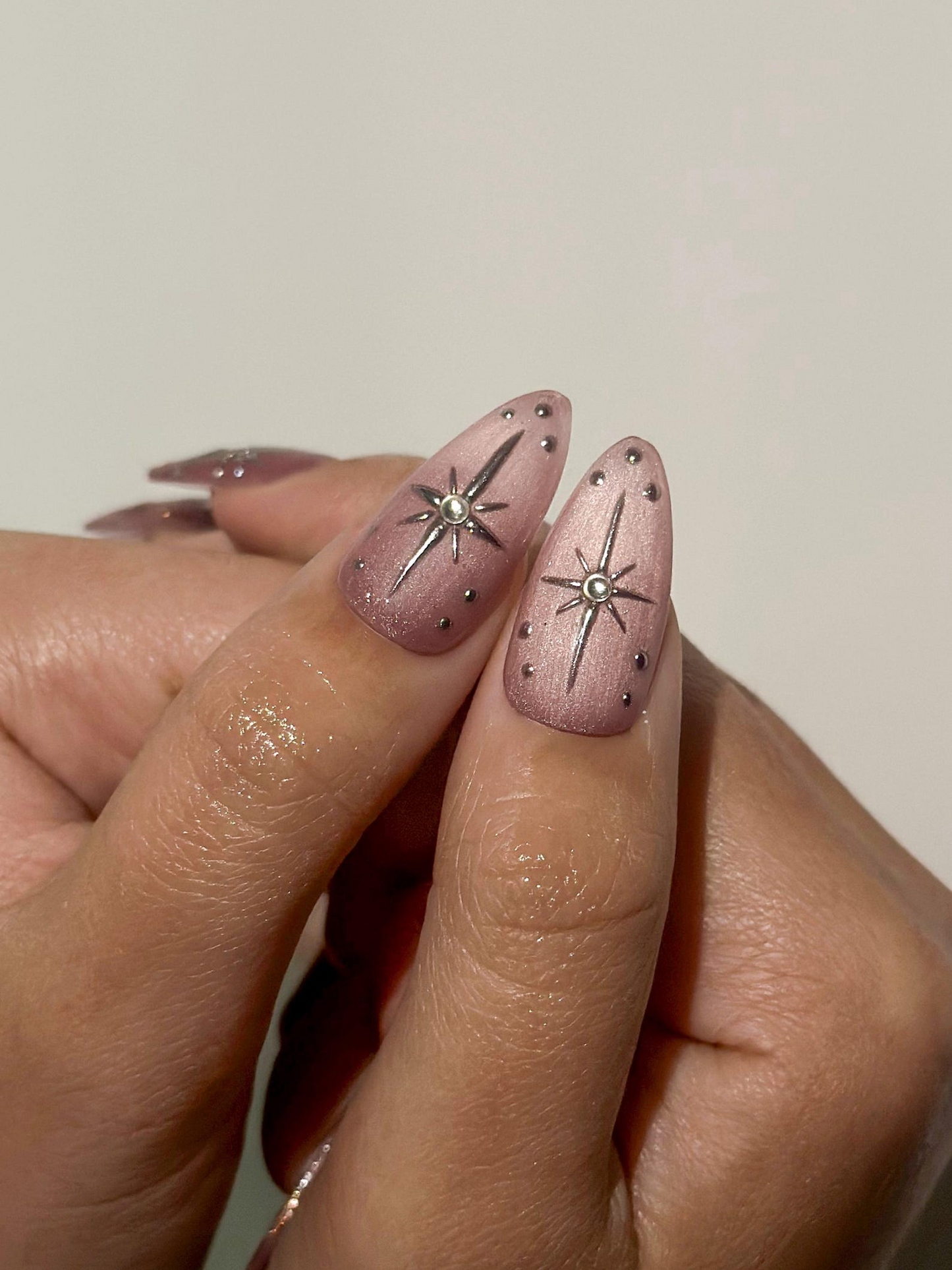 Gothic Sigil Luxury Press On Nails | Nude Rose Gothic Nail Art | Nude Rose Gothic Press Ons | Occult Symbol Set | DB1007EC