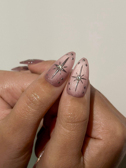 Gothic Sigil Luxury Press On Nails | Nude Rose Gothic Nail Art | Nude Rose Gothic Press Ons | Occult Symbol Set | DB1007EC