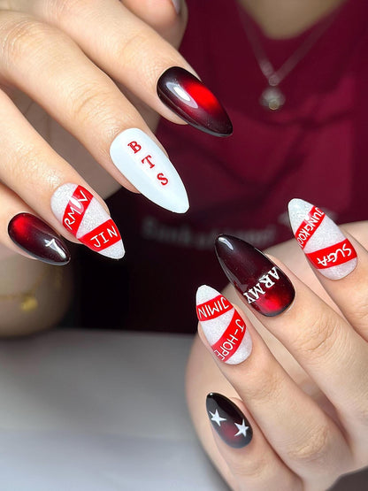 Kpop Concert Press On Nails | Pop Idol Inspired Nail Art | Glossy Stage Aesthetic Nails | Edgy Music Fan Press Ons | Handmade Nails| OB385HC