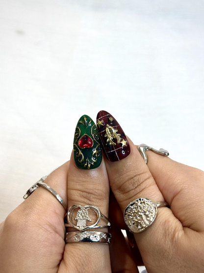 Cute Christmas Press On Nails | 3D Holiday Nails | Festive Candy Cane & Gingerbread Set | Christmas Winter Press Ons | Holiday Nail| HB1215H