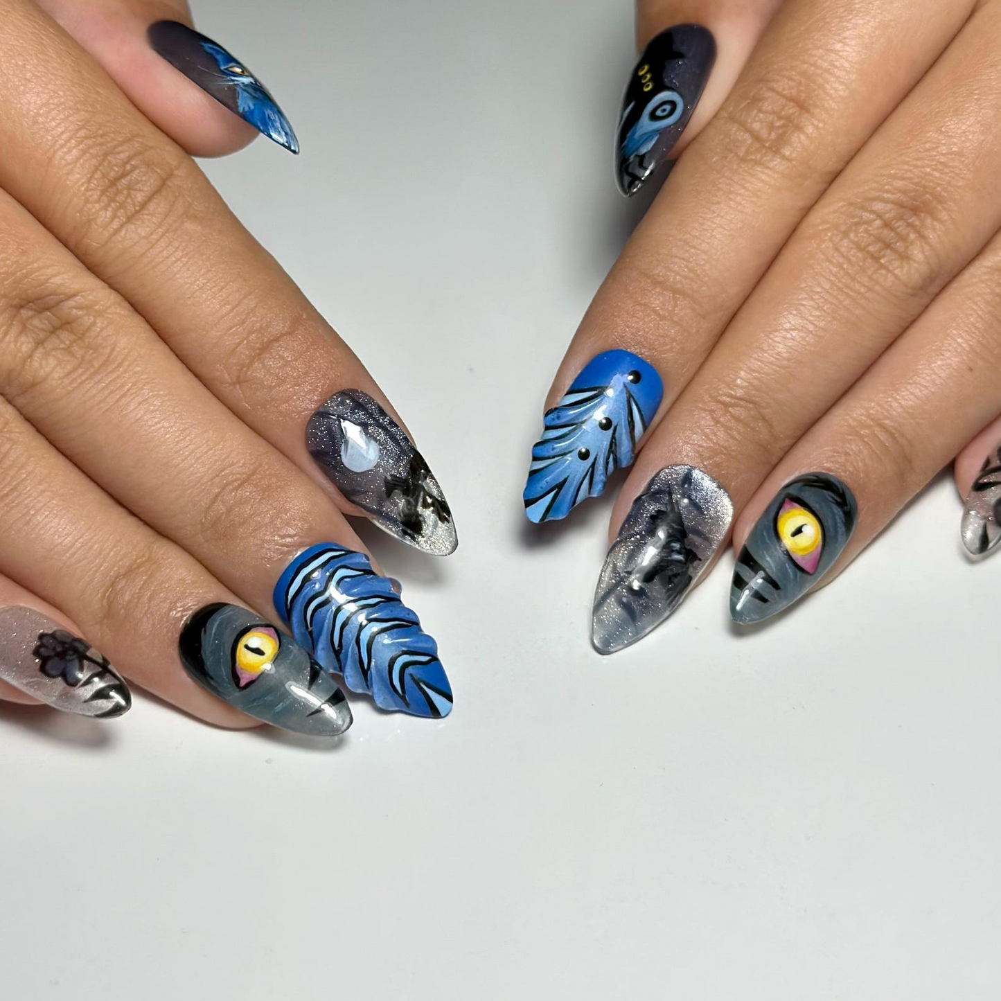 Derpy Tiger Press On Nails | Kpop Demon Hunter Fake Nails | Derpy Tiger Halloween Nail Art | Monster Eye Fake Nails | Anime Nails | HB682YC