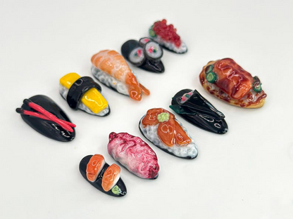 3D Japanese Sushi Press-On Nails | Sushi Nails with 3D Rolls and Nigiri Designs | Japanese Food Nail Art | Fun and Unique Design | JA647HC