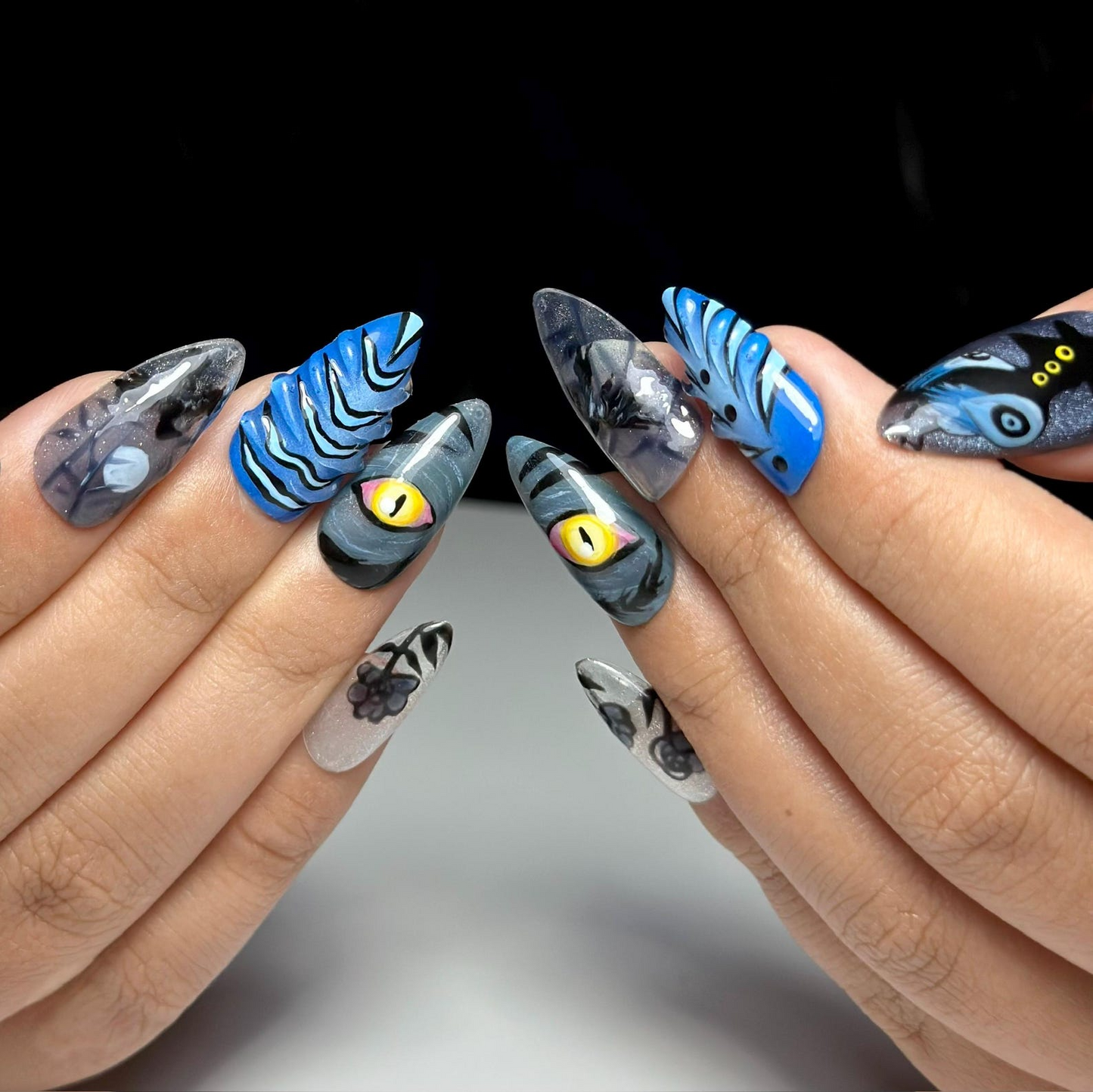 Derpy Tiger Press On Nails | Kpop Demon Hunter Fake Nails | Derpy Tiger Halloween Nail Art | Monster Eye Fake Nails | Anime Nails | HB682YC