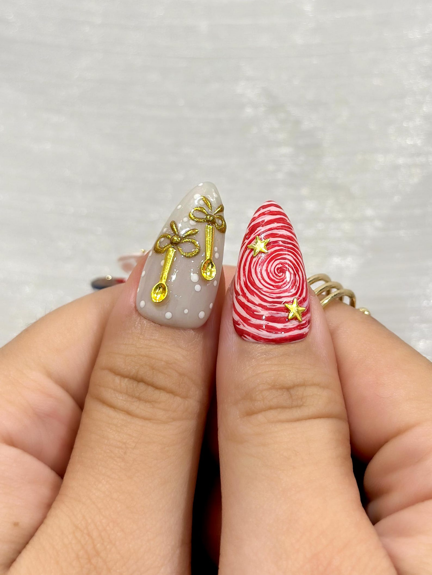 Candy Cottage Press On Nails For Christmas | Cute Christmas Tree Nail Art | Plaid Holiday Nails | Cute Festive Winter Set |JB228EC