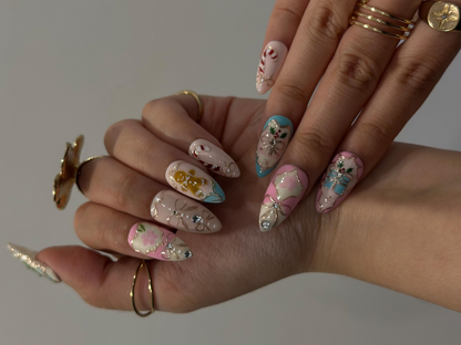 Pink Pastel Christmas Press On Nails | Pastel | Gingerbread & Candy Cane Nails | Pink Christmas Press Ons | Cute Festive Design | JB218HC