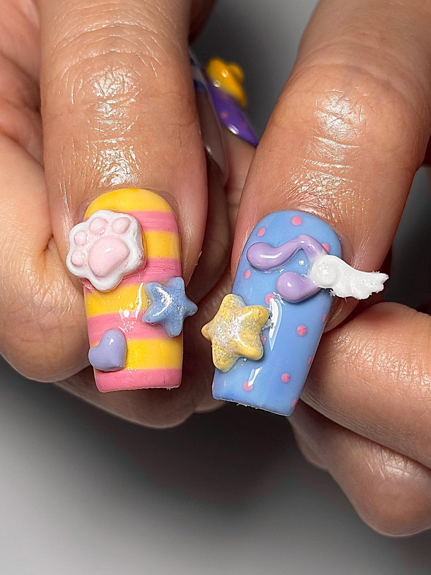 Adventure Time Press On Nails | Finn & Jake Cartoon Nails | Cute Kawaii Character Nail Art | Colorful 3D Nails | Fun Press Ons | JB331HC