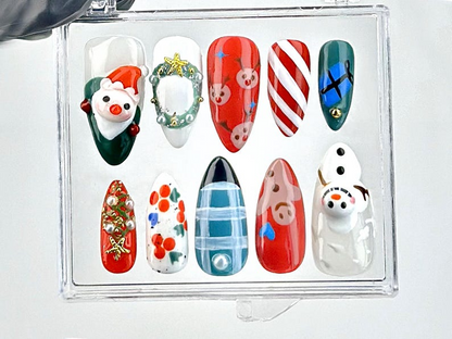Christmas Spirit Press On Nails | Festive and Fun Holiday Designs Acrylic Nails | Festive Holiday Fake Nails | Winter Nails | HB636YC