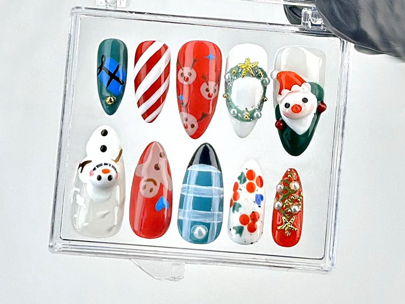 Christmas Spirit Press On Nails | Festive and Fun Holiday Designs Acrylic Nails | Festive Holiday Fake Nails | Winter Nails | HB636YC