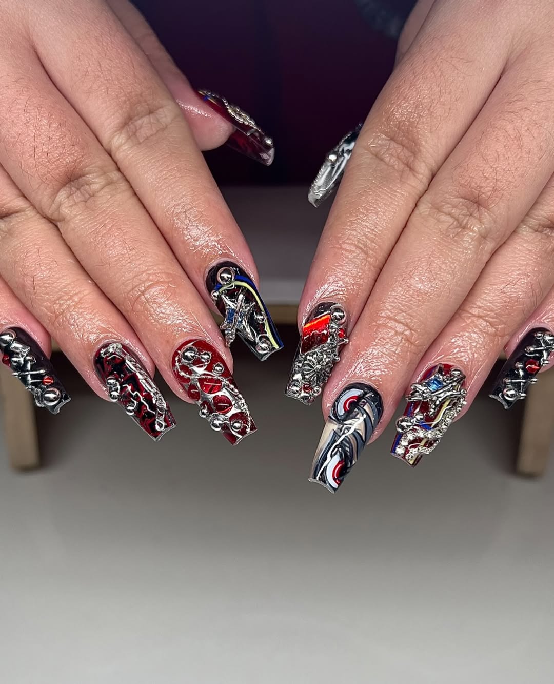 Gachiakuta Anime Punk Press On Nails by Faithsfullsets | 3D Silver Chrome & Graffiti Nails | OA04LF