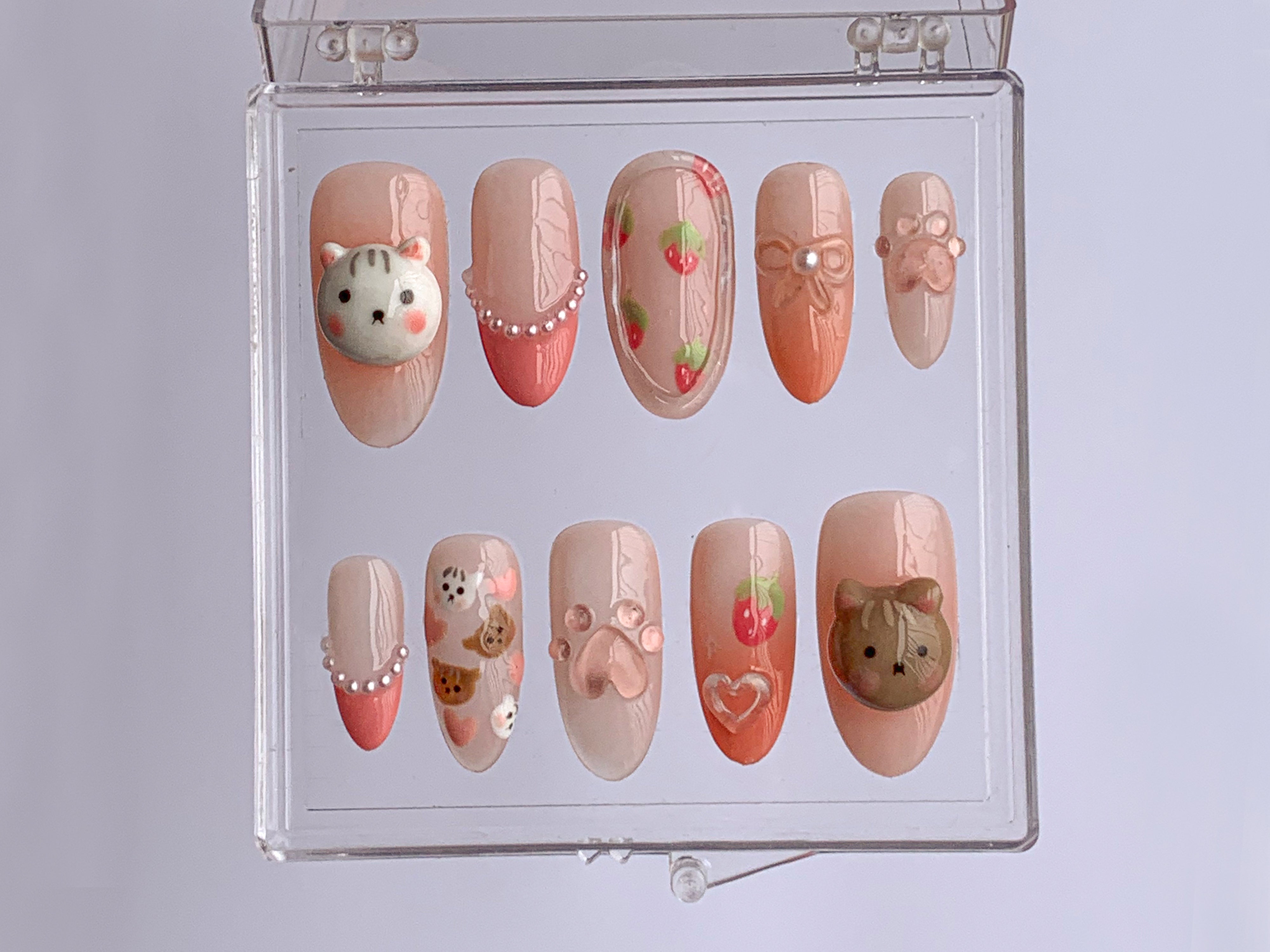 Handpainted store Dog Nails / Cute Press on Nails / Custom Nail Designs