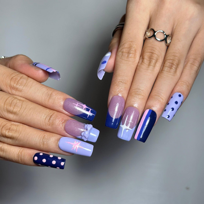 Pony Inspired Press On Nails, Purple Pastel Nails, Cute Magical Star Nail Art, Y2K Handmade Press Ons | OB665WI