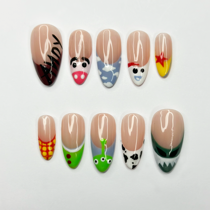 Cowgirl Western Press On Nails | Woody Buzz Alien Cow Print Nails, Cute Cartoon Nail Set, Gift for Her OB437LG