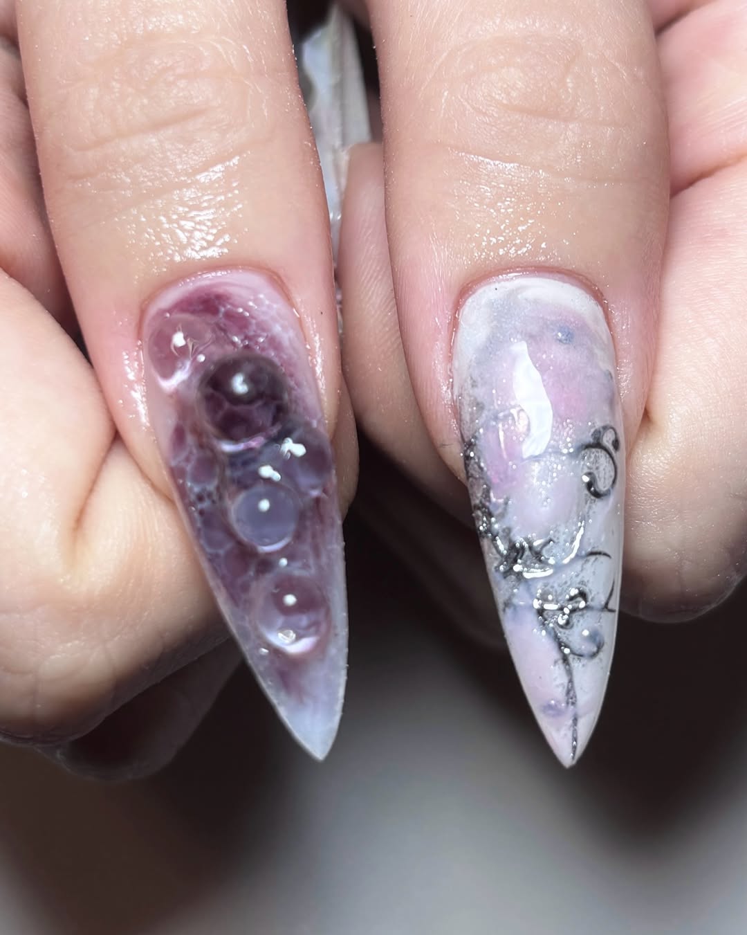 By zaddybigclaws | 3D Pastel Aura Press On Nails | Rococo Inspired Hand-Painted Nails | Magical Girl Aesthetic Custom Nail Art | OA01LZ