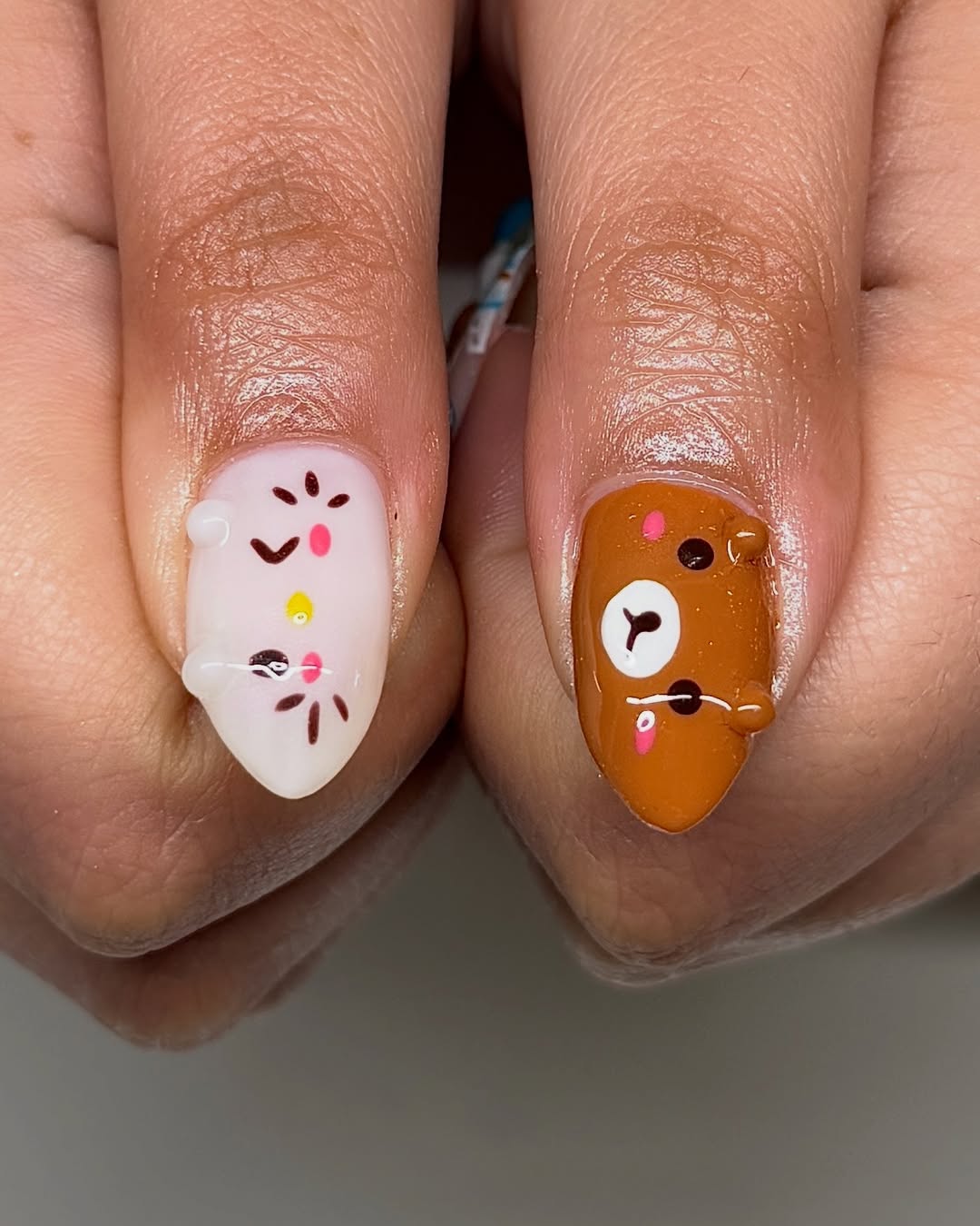 Chocolate Blueberry Kawaii Press On Nails by Faithsfullsets | 3D Bear & Bunny Dessert Nails | OA07LF