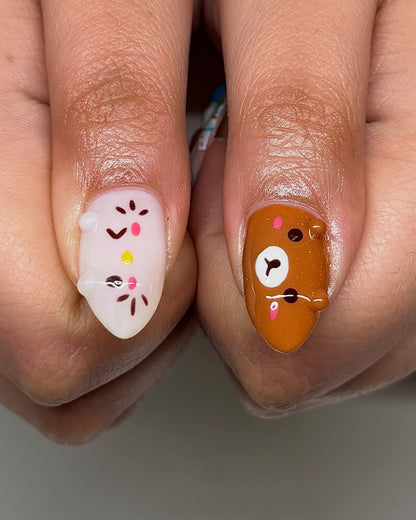 Chocolate Blueberry Kawaii Press On Nails by Faithsfullsets | 3D Bear & Bunny Dessert Nails | OA07LF