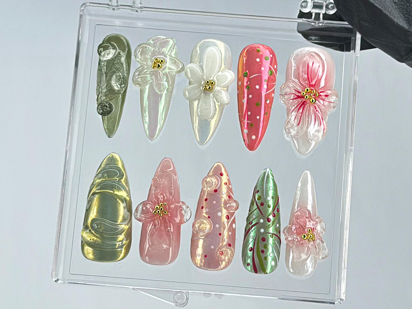 Garden Blossom Press On Nails | Unique Acrylic Press On Nails | Fake Nails | Nature Inspired Nail Art | Summer nails | press ons | HD447TL